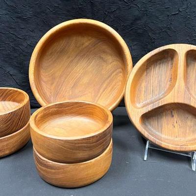 Sh438 vintage teak bowl set