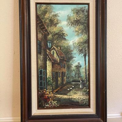 Village Goose Girl, Original Oil Painting 