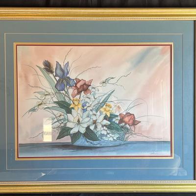 Lot 317: Framed Floral Print by Candace Whitman – Signed & Numbered (563/1500)