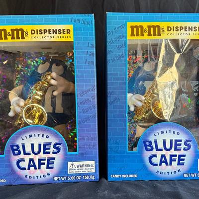 Lot 406: 2 M&M’s Blues Café Dispenser – Limited Edition Collector Series – New in Box