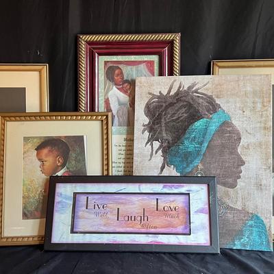Lot 325: Lot of 6 Framed African American Art Prints & Wall Decor  