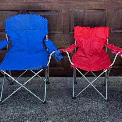 Lot 416: Set of 4 Folding Camp Chairs – Adult & Kids Sizes – Fun Floral & Solid Colors