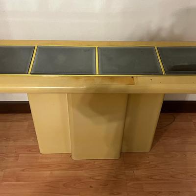 Lot 304: Yellow Modern Coffee Table with Smoked Glass Insets
