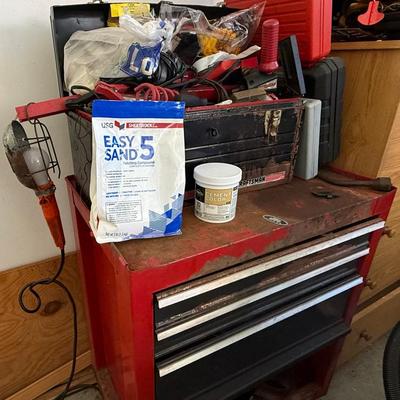 Lot418: Vintage Craftsman Rolling Tool Chest w/ Tools – Metal Cabinet, 3 Drawers
