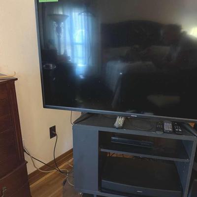 Lot 166: 54” Toshiba TV, DVD Player, And Boise Speaker, TV Stand