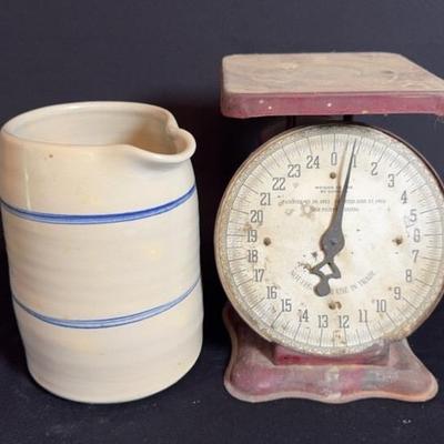 Antique Scale & Crock 