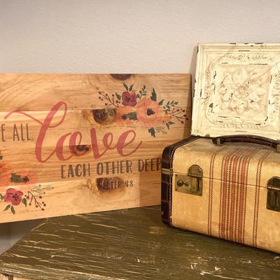 Vintage Train Case and Decor