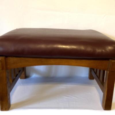 Footstool with Leather Top