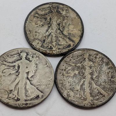 1920, 1927-S, & 1934 Walking Liberty Halves