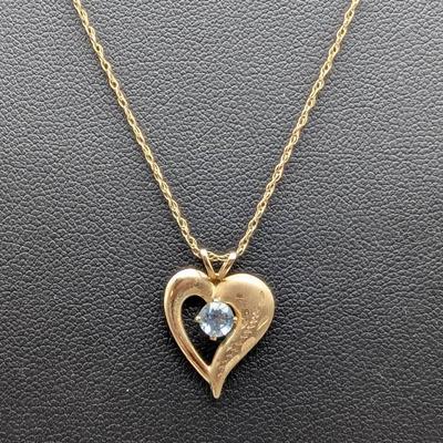 14K Gold Necklace With Blue Topaz Pendant