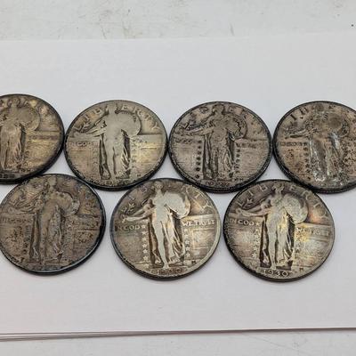 7 Standing Liberty Quarters...1925-1930
