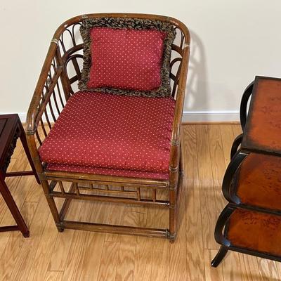 Bamboo Chair With Cushions And 2 Side Tables 