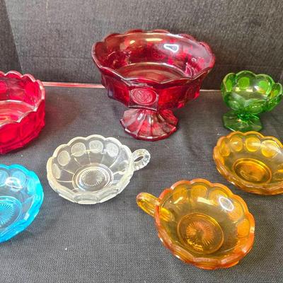 Fostoria Coin Glass Colored Dishes 8 Pc