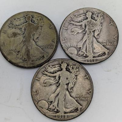 1917, 1918, & 1918-S Walking Liberty Half Dollars 