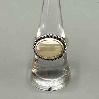 Sterling Silver Ring With Opal Center Stone 