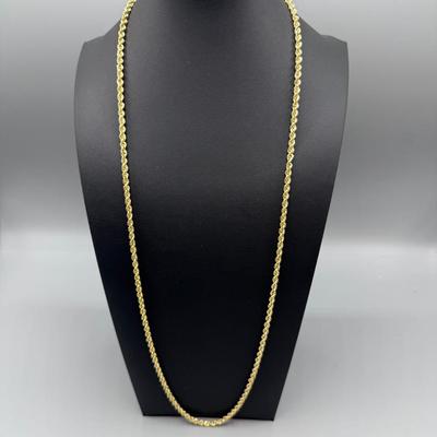 14k Yellow Gold Rope Chain Necklace 32”