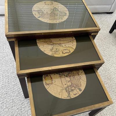 Set Of 3 World Globe Nesting Tables 