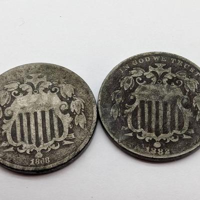1868 & 1882 Shield Nickels
