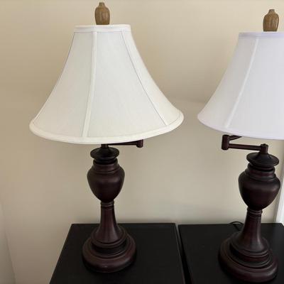Pair Of Swing Arm Dark Oil Rubbed Bronze Table Lamps 