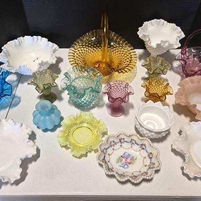 Vintage Hobnail Ruffled Glass, Fenton +