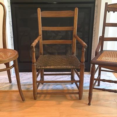 Group Of Antique Chairs And Luggage Rack 