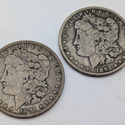 1891-O & 1892-O Morgan Silver Dollars