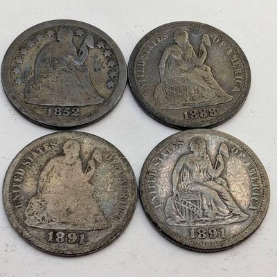 Four Seated Liberty Dimes 1852-1891