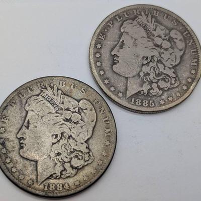1884 & 1885-O Morgan Silver Dollars