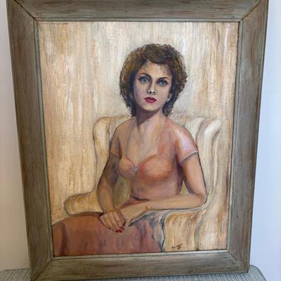 Vintage Painting On Canvas-Portrait, Signed & Dated