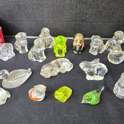 Vintage Glass Figurines, Fenton Deer, Gorham Elephants