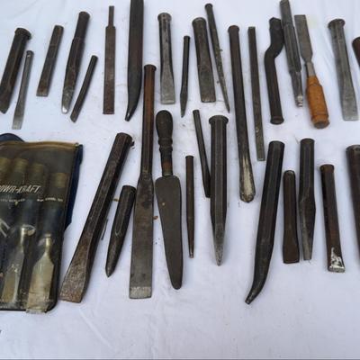 32 Vintage Metal Chisels.Various Brands. Large  and Small