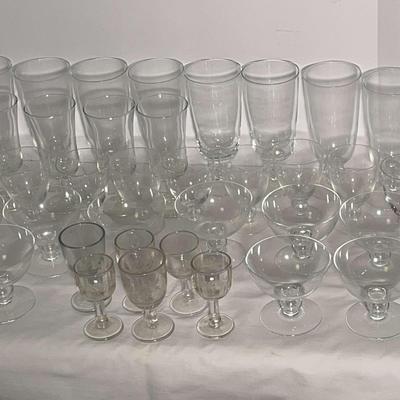 Vintage Stemmed Drinking Glasses - Lot Of 46 