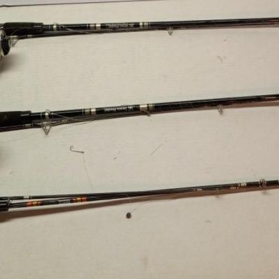 3 Fishing Poles With Reels And Line