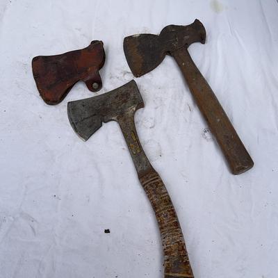 Vintage Wood And Metal Handle Hatchets 