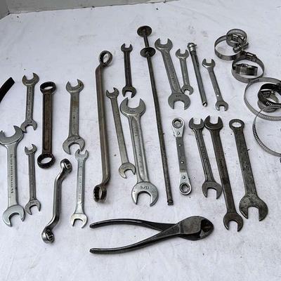 Large Assortment Of Open And Closed End Wrenches And Clamps