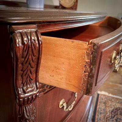 Refinished antique bedroom set - queen bed, night stand, bureau, dresser, and mirror
