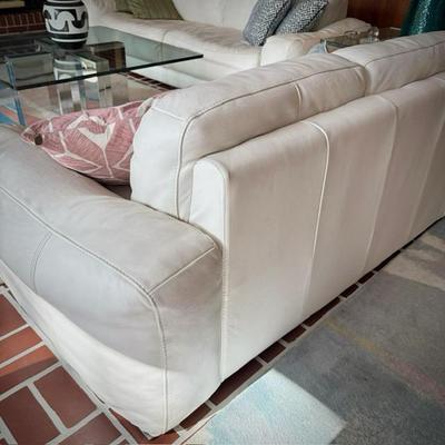 Scan Design Fat Boy white leather sofa and loveseat