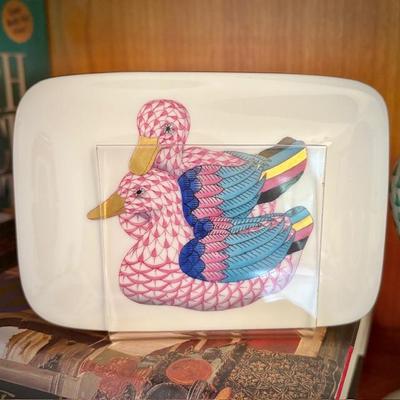 Herend porcelain hand-painted fishnet animals