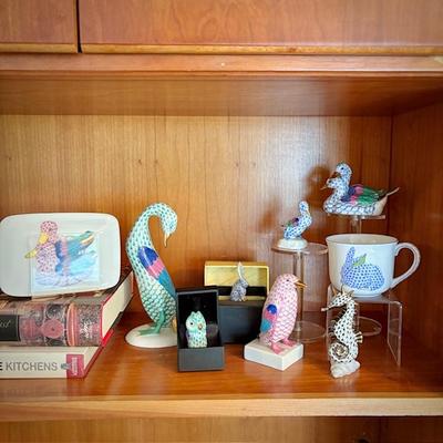 Herend porcelain hand-painted fishnet animals