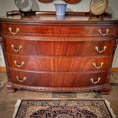 Refinished antique bedroom set - queen bed, night stand, bureau, dresser, and mirror
