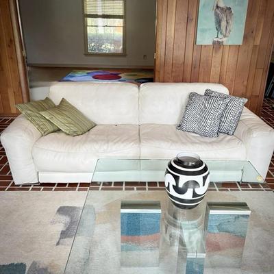 Scan Design Fat Boy white leather sofa and loveseat