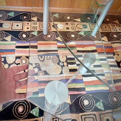 Scan Design adjustable glass table - hinged sides fold under table (shown with sides down)