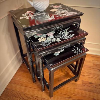 Black lacquer Chinese nesting tables