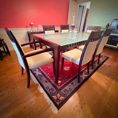 Modern glass table and matching 6 chairs