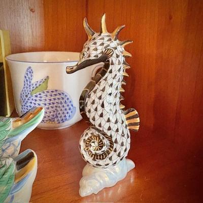 Herend porcelain hand-painted fishnet animals
