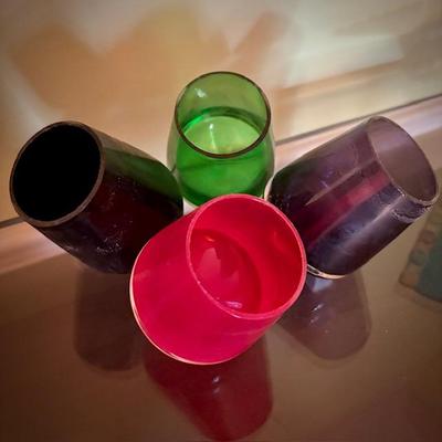 Vintage colored glass roly poly tumblers