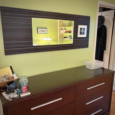 Matching modern bedroom set - 2 nightstands, bureau, dresser, wall mirror