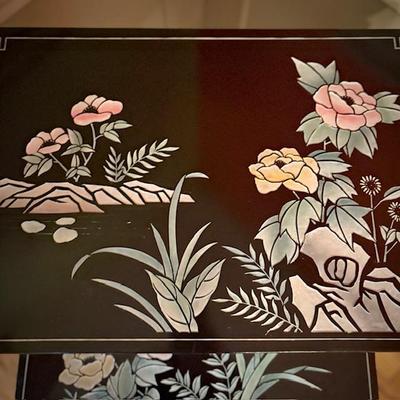 Black lacquer Chinese nesting tables
