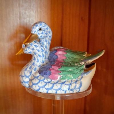 Herend porcelain hand-painted fishnet animals