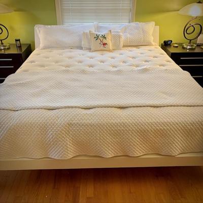 King bed with modern white bed frame